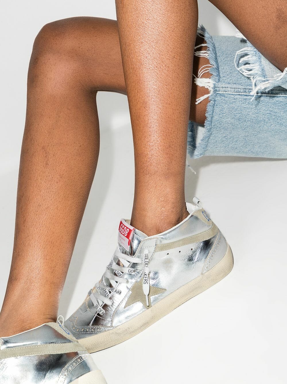 Sneakers Golden Goose Mid-Star argintii - imagine 3
