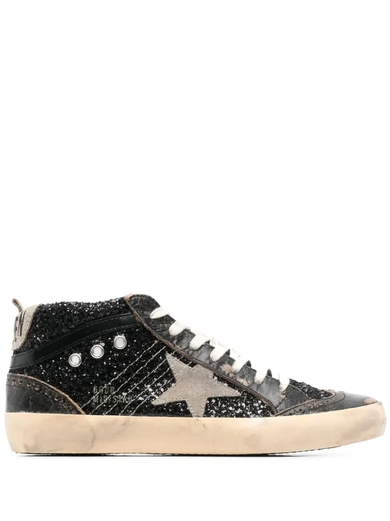 Sneakers Golden Goose Mid-Star Glitter negri