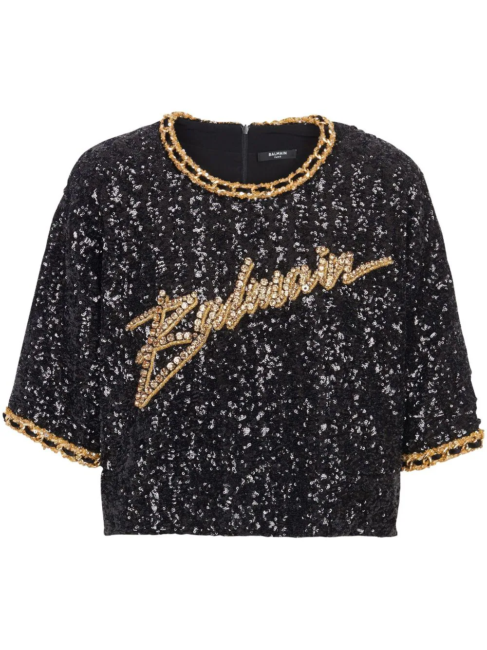 Top Balmain Sequin Embroidery multicolor
