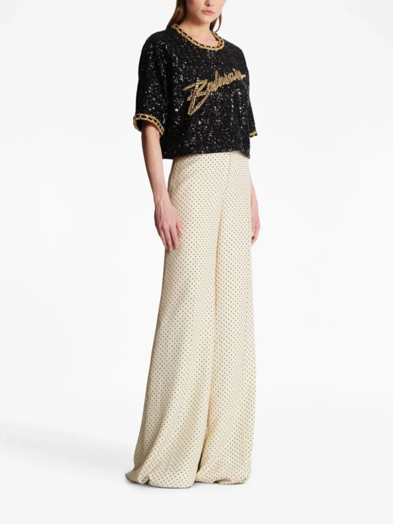 Top Balmain Sequin Embroidery multicolor - imagine 3
