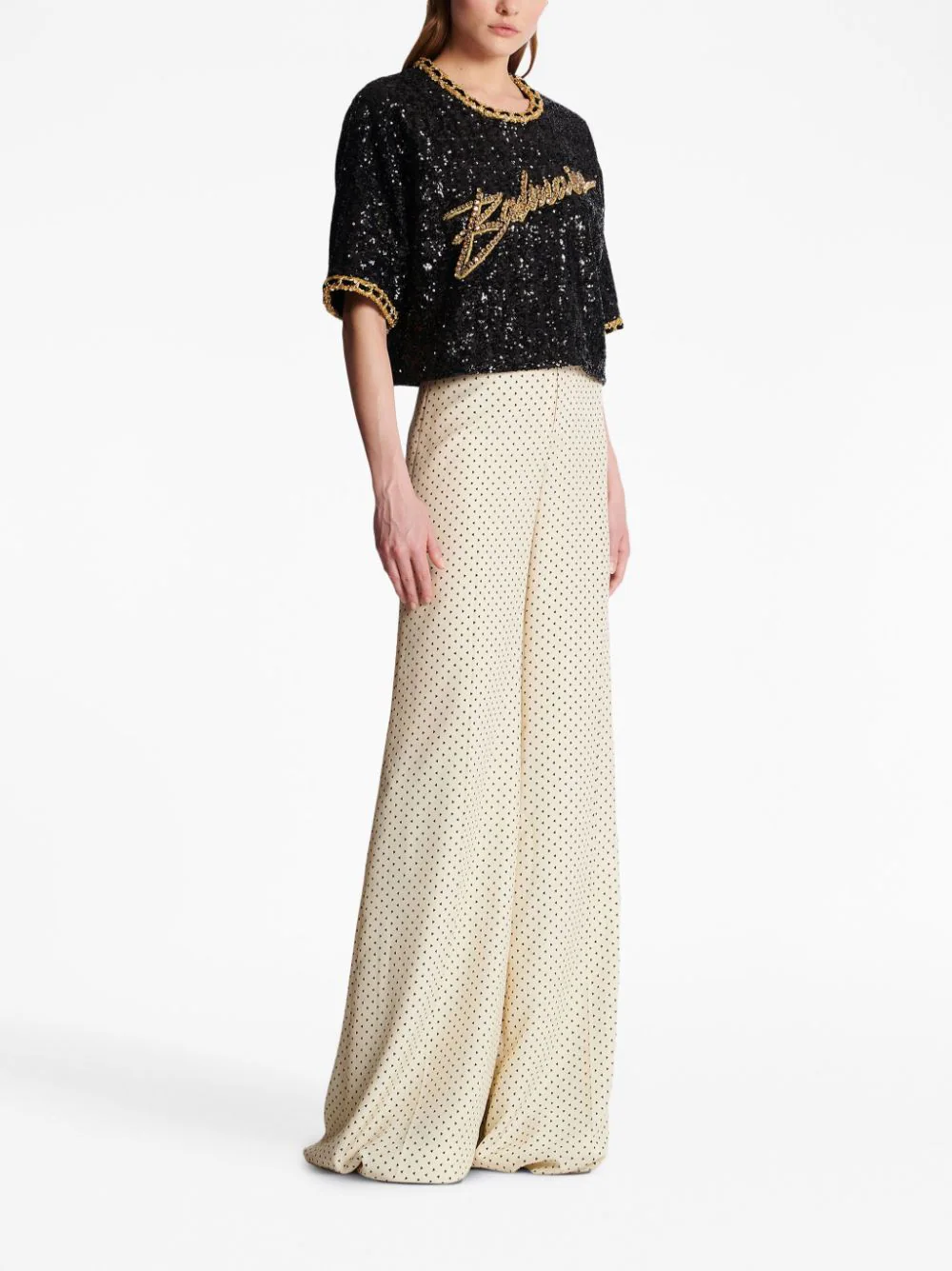 Top Balmain Sequin Embroidery multicolor - imagine 3