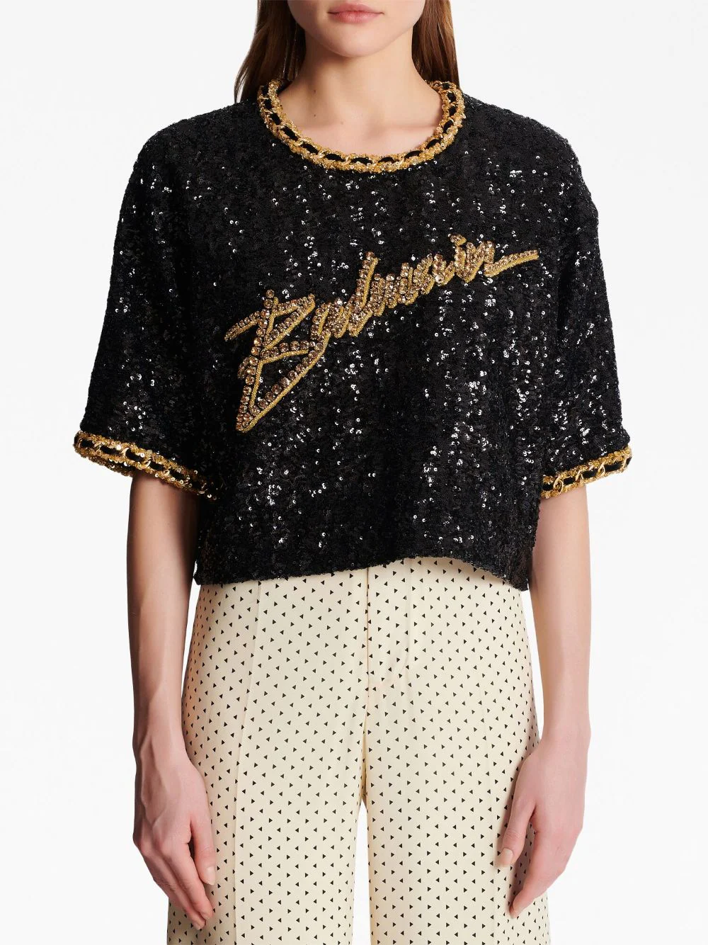 Top Balmain Sequin Embroidery multicolor - imagine 5