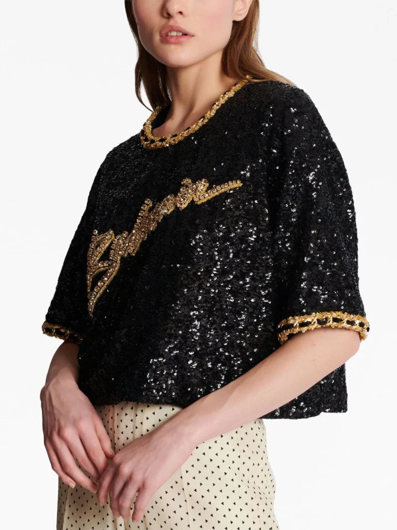 Top Balmain Sequin Embroidery multicolor - imagine 6