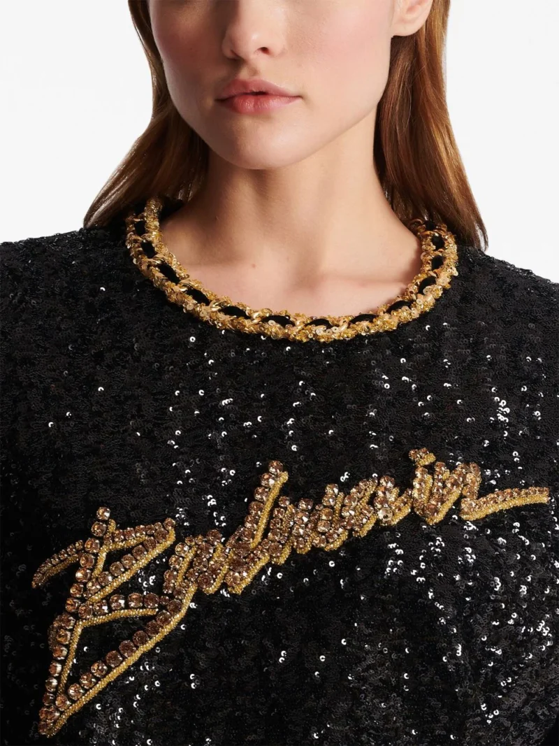 Top Balmain Sequin Embroidery multicolor - imagine 7
