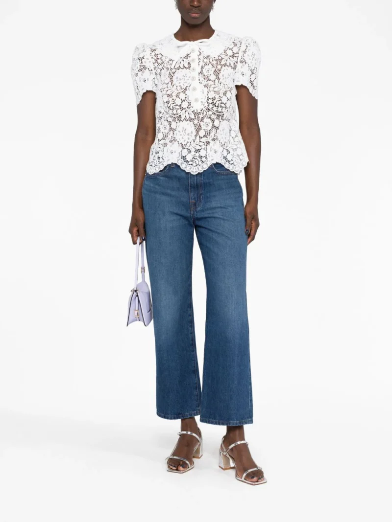 Top Self-Portrait Cord Lace alb - imagine 3