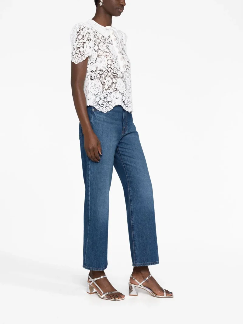 Top Self-Portrait Cord Lace alb - imagine 4