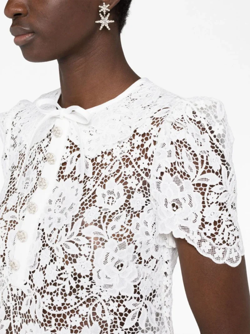 Top Self-Portrait Cord Lace alb - imagine 6