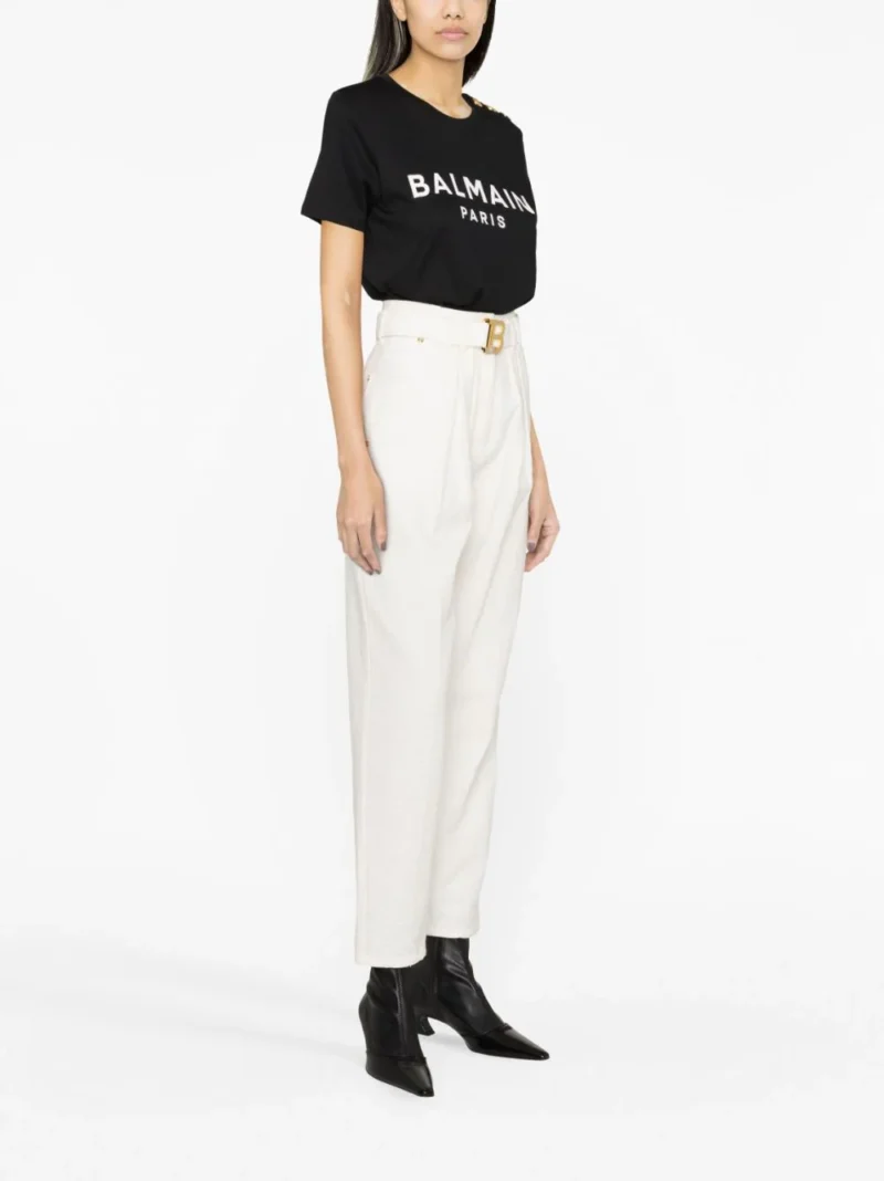 Tricou Balmain Paris Logo Print negru - imagine 4