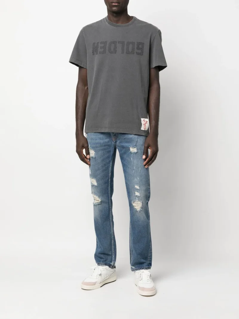 Tricou Golden Goose UpSideDown gri - imagine 4