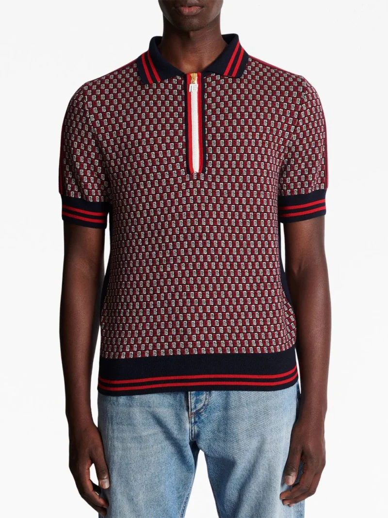 Tricou polo Balmain Monogram multicolor - imagine 3