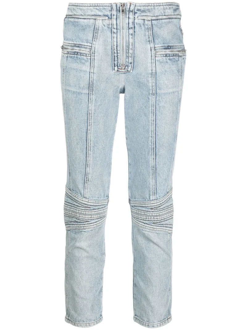 Jeans Isabel Marant zip-embellished cropped albastru