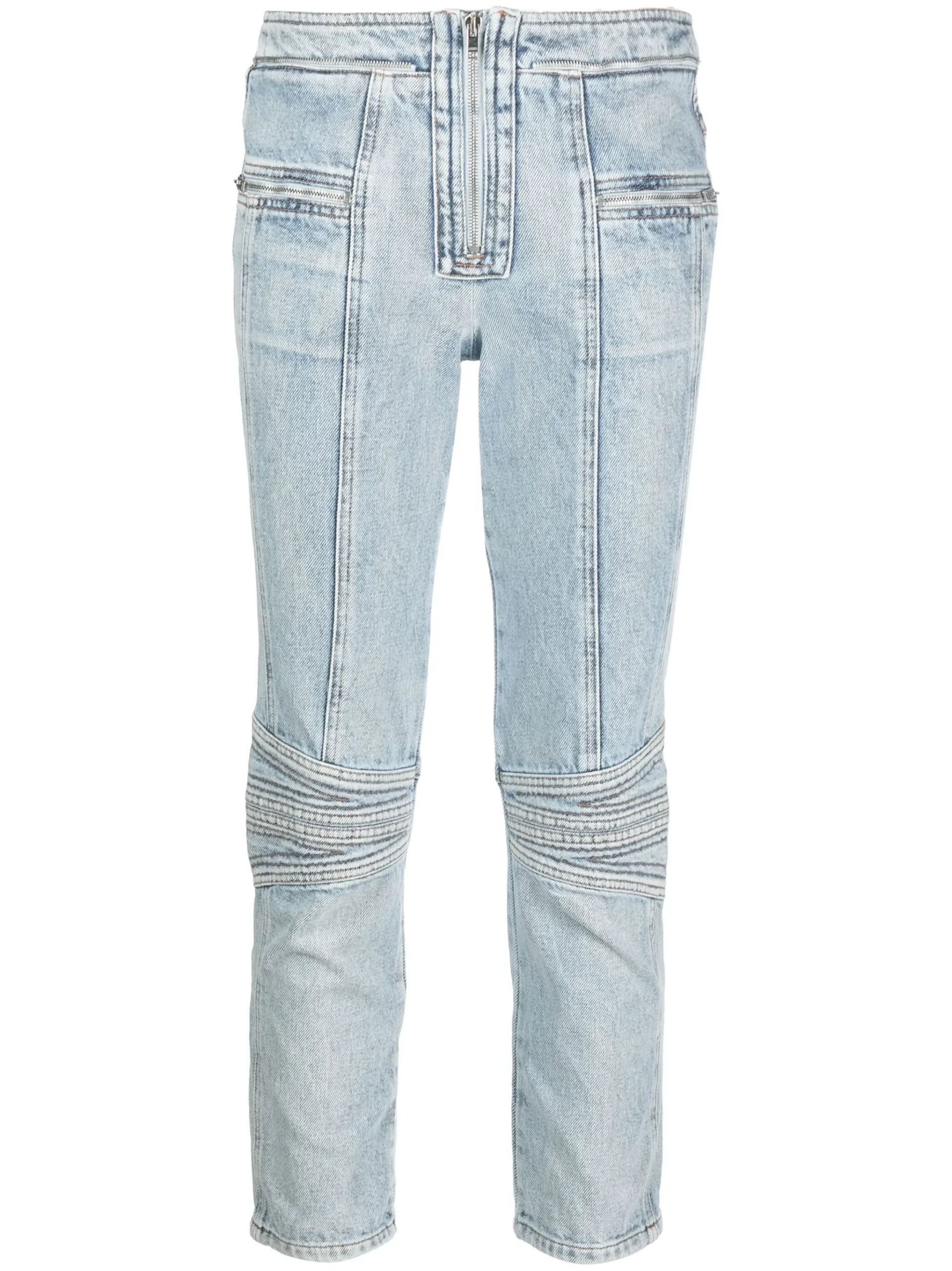 Jeans Isabel Marant zip-embellished cropped albastru