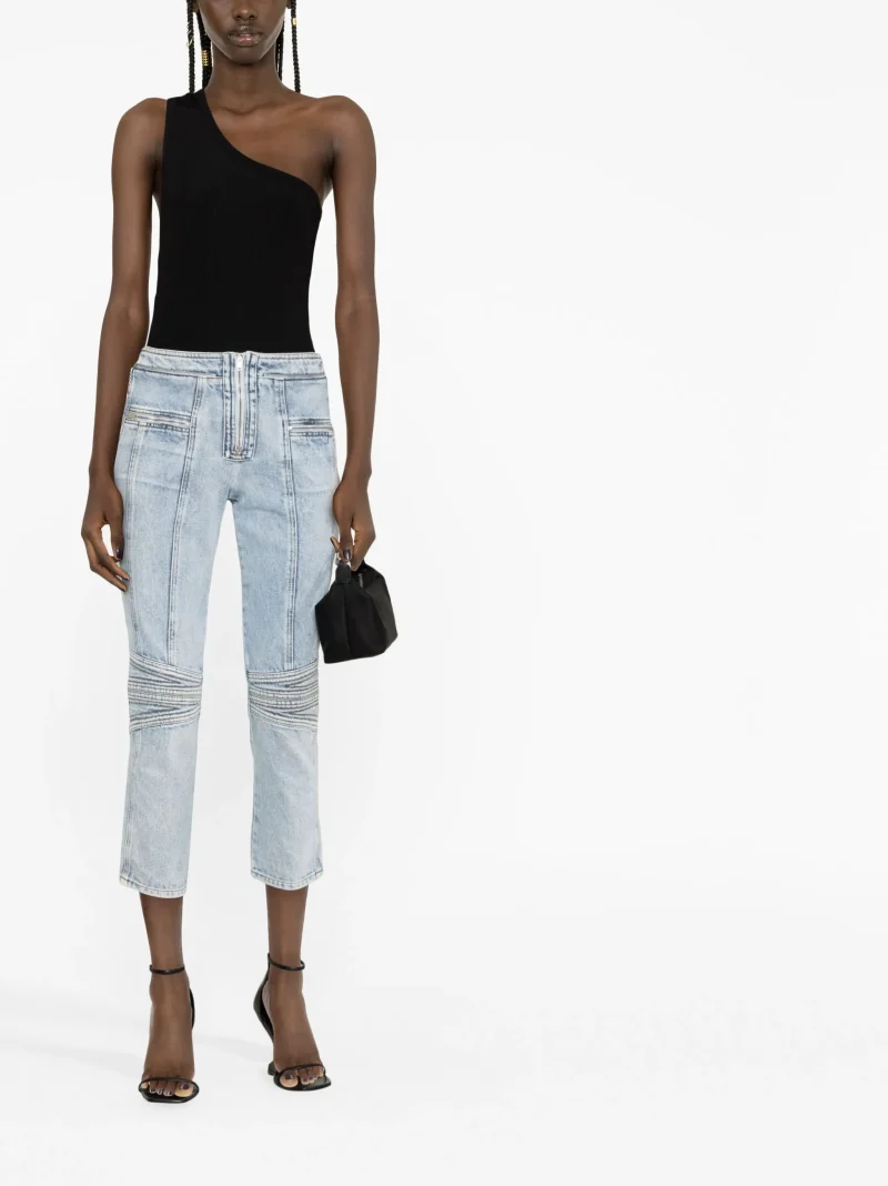Alternative view of Jeans Isabel Marant zip-embellished cropped albastru