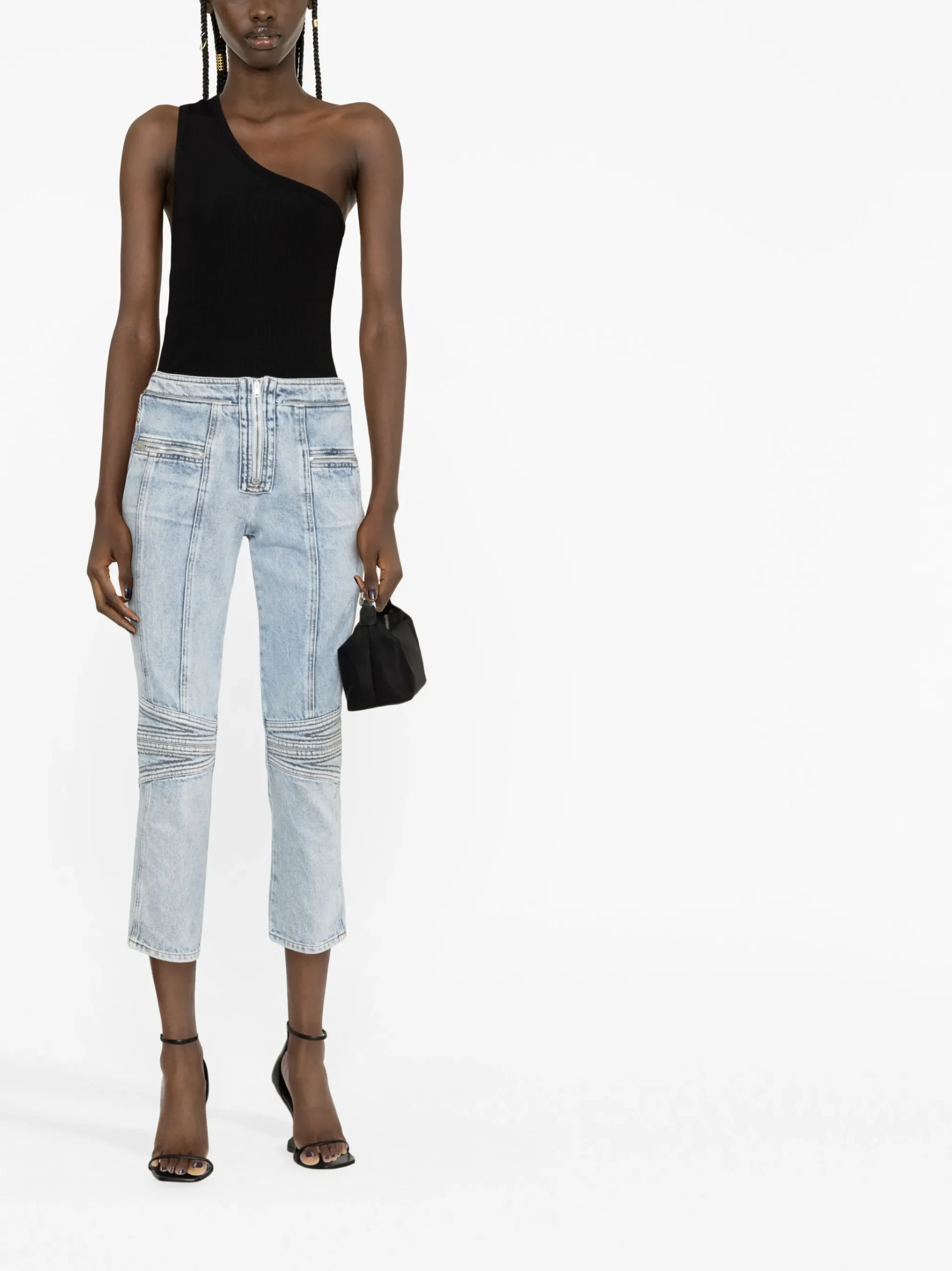 Jeans Isabel Marant zip-embellished cropped albastru - imagine 2