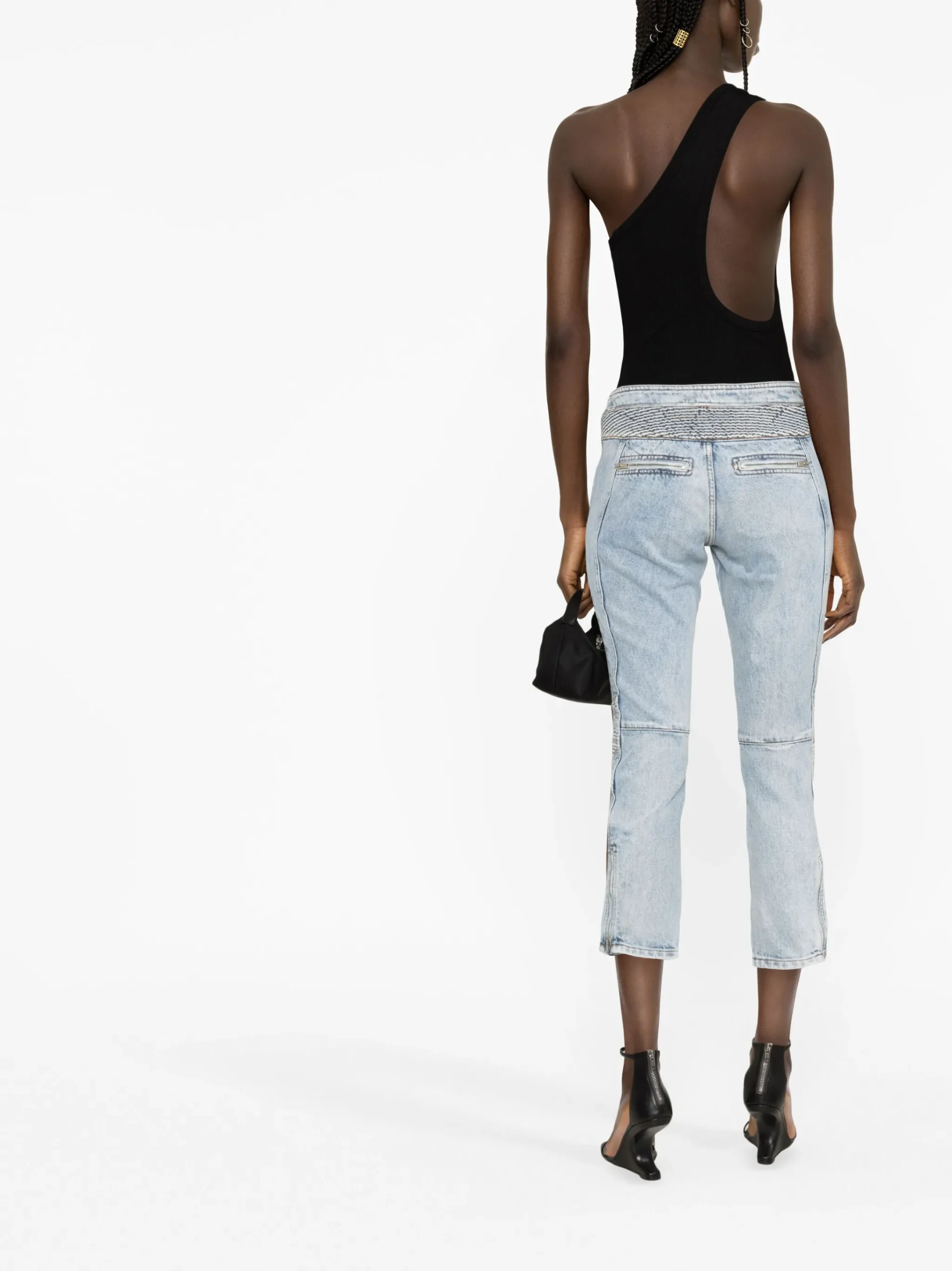 Jeans Isabel Marant zip-embellished cropped albastru - imagine 3