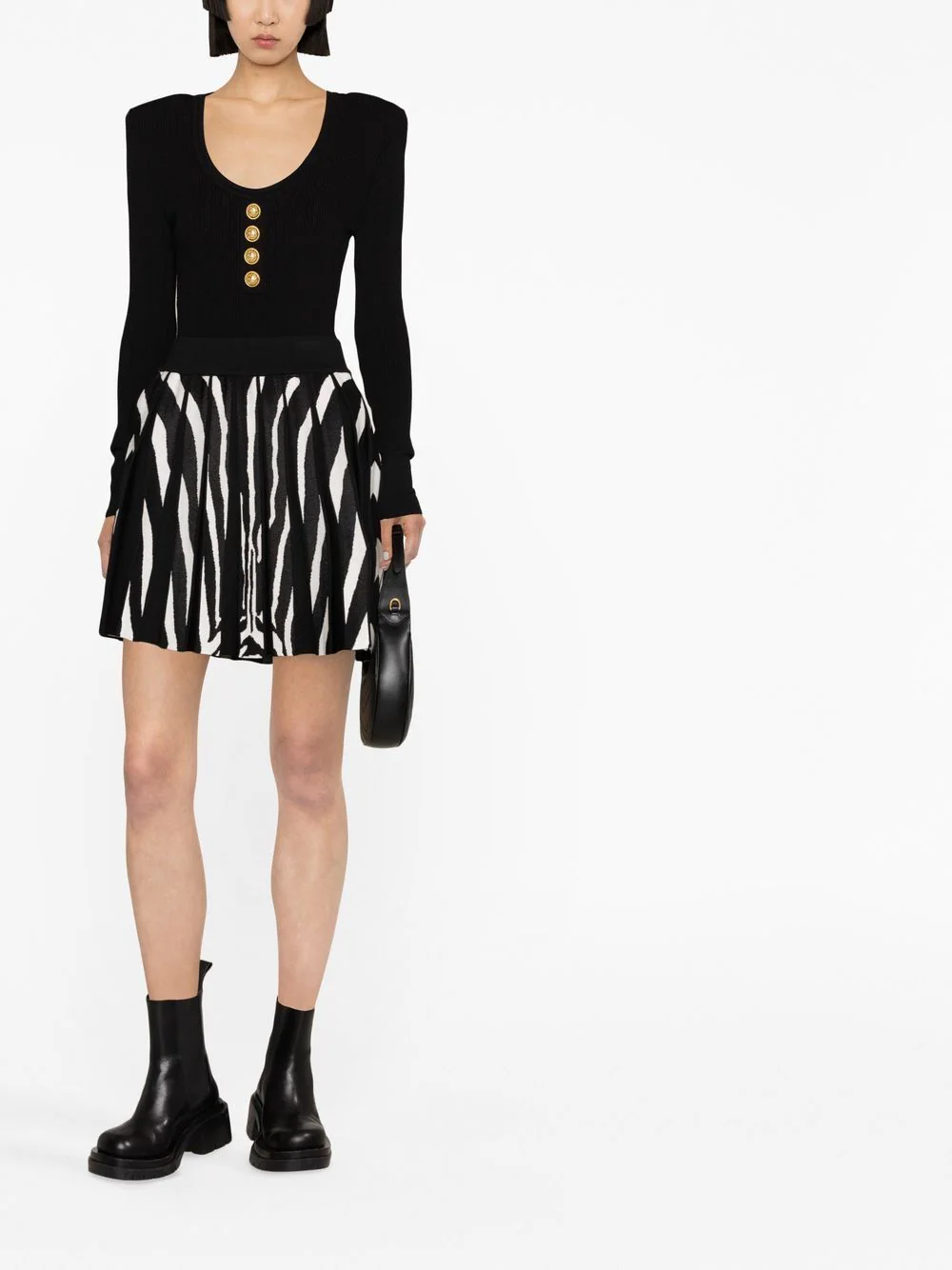 Fusta mini Balmain Zebra Jacquard multicolor - imagine 3