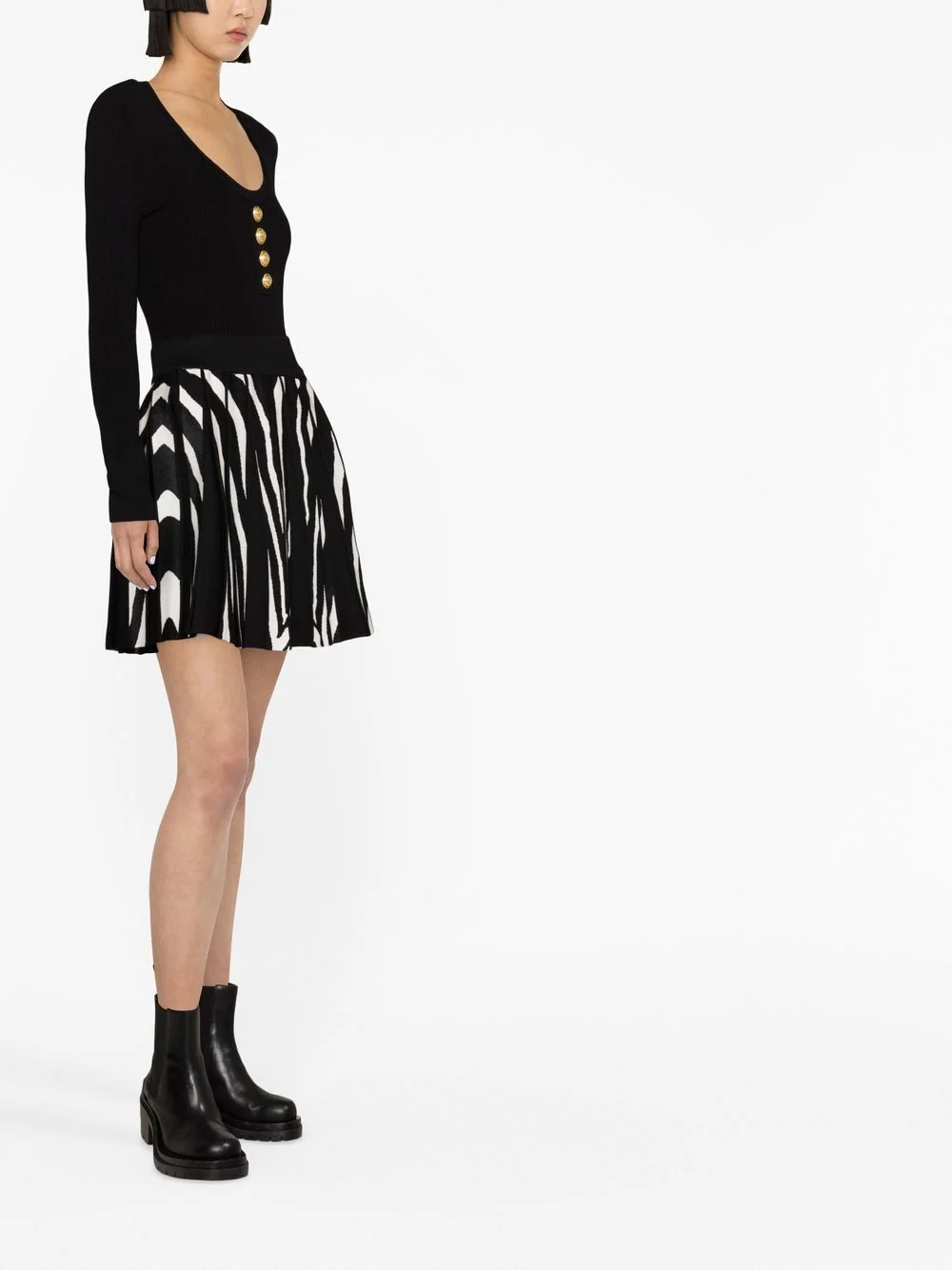 Fusta mini Balmain Zebra Jacquard multicolor - imagine 4