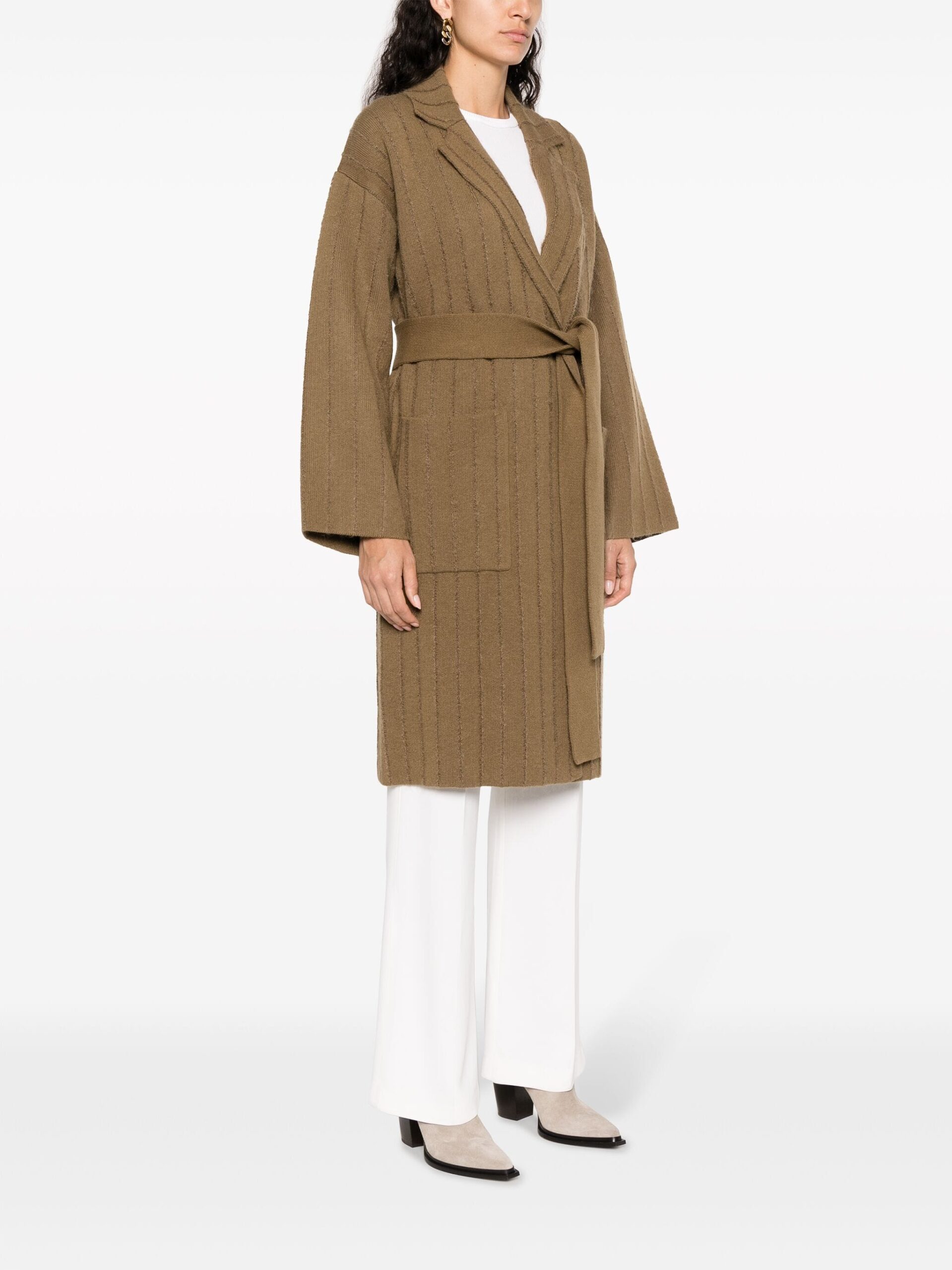 Palton JOSEPH Striped-Knit maro - imagine 3