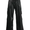 Pantaloni MSGM Faux Leather negri