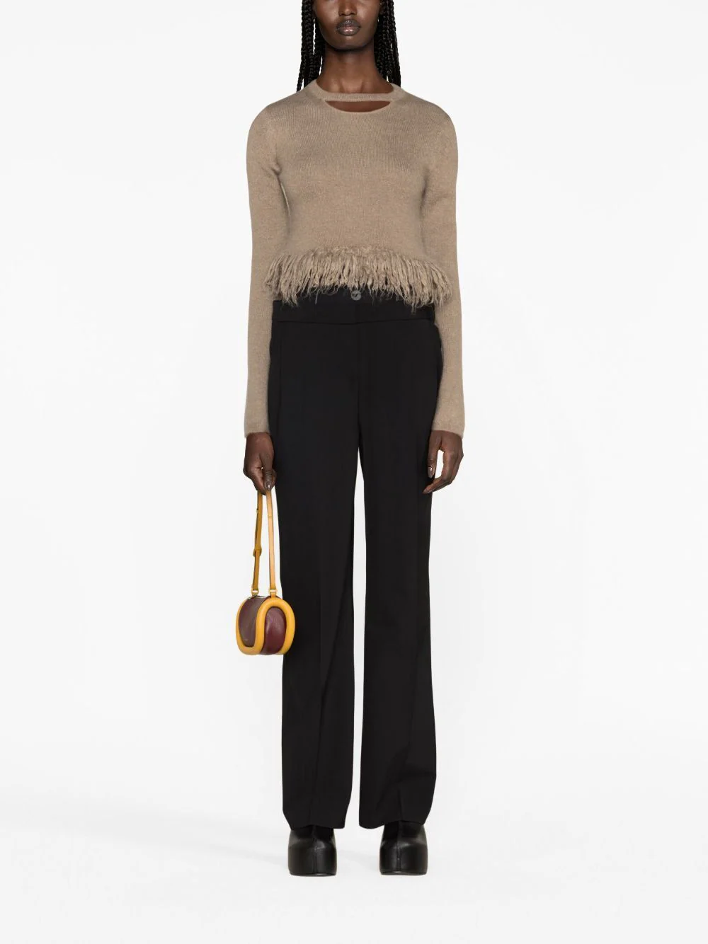 Pulover JW Anderson Fringed Hem bej - imagine 3