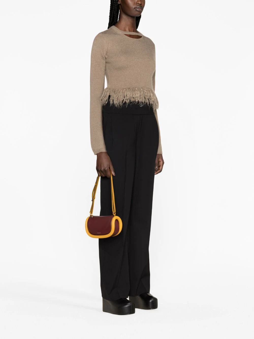 Pulover JW Anderson Fringed Hem bej - imagine 4