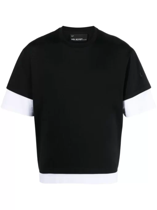 tricou neil barrett layered alb negru pbjt216v515c524 01