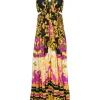 Rochie Camilla printed gathered cut-out multicolor