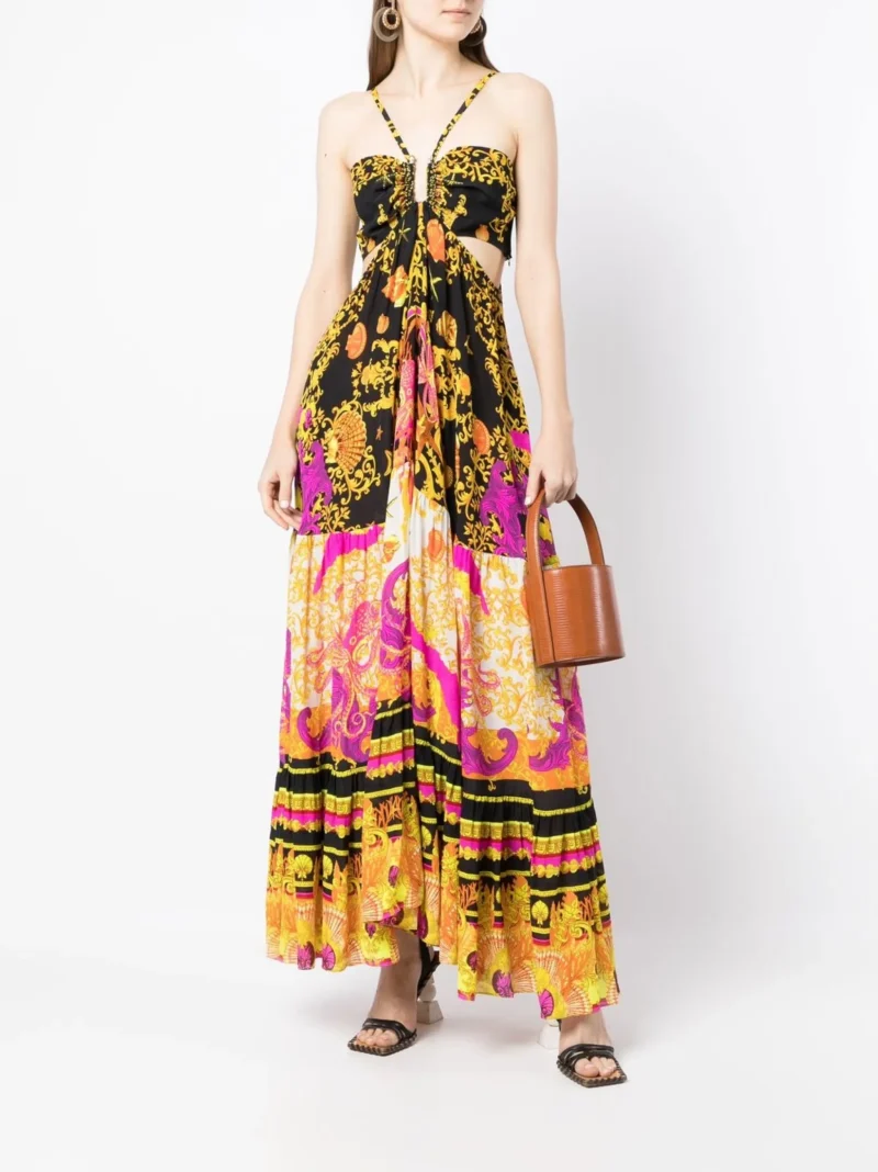Alternative view of Rochie Camilla printed gathered cut-out multicolor