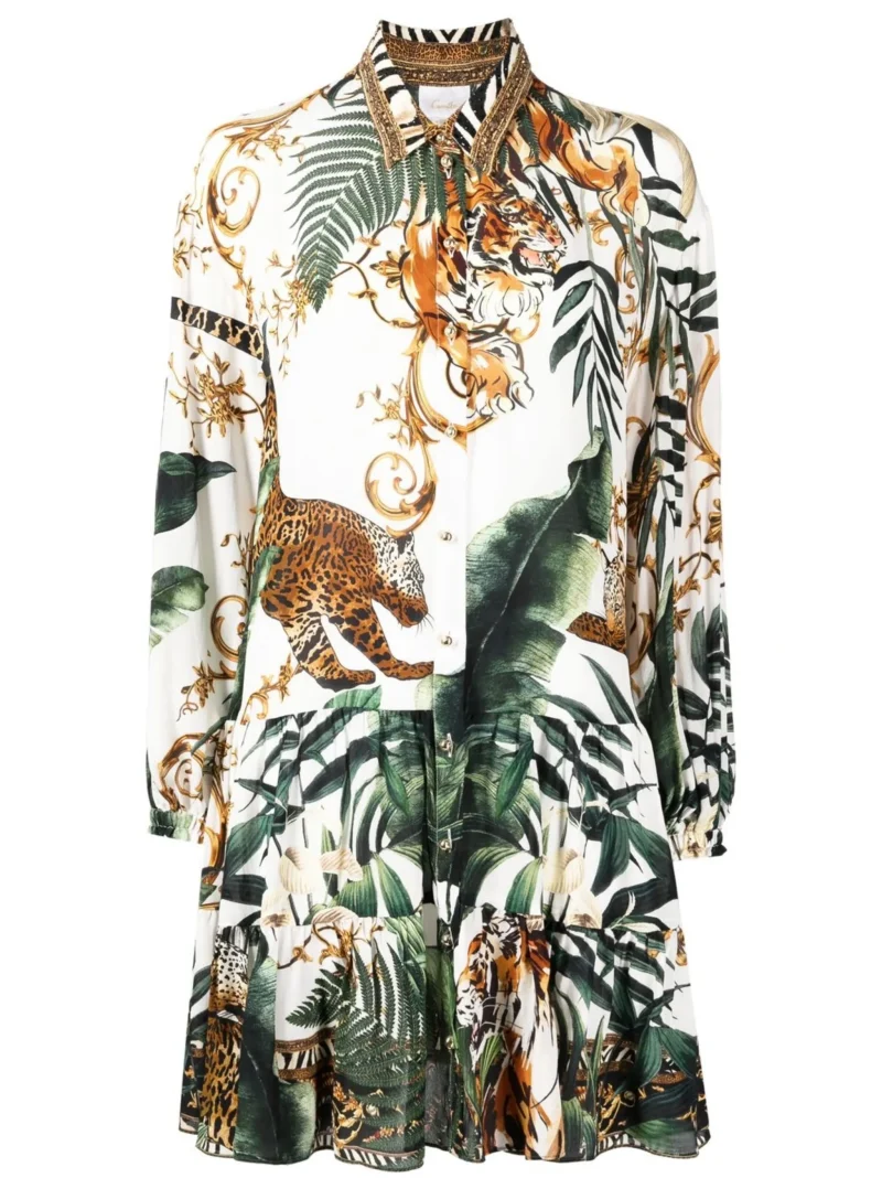 Rochie Camilla tiger-print tiered multicolor