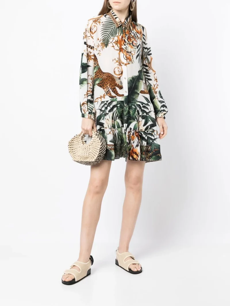Rochie Camilla tiger-print tiered multicolor - imagine 3