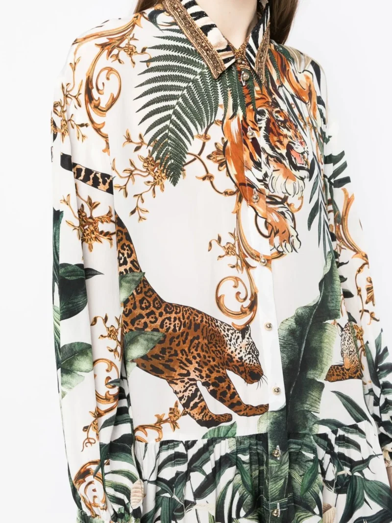 Rochie Camilla tiger-print tiered multicolor - imagine 4