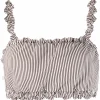 Bustiera GANNI Ruched Striped Bikini alb
