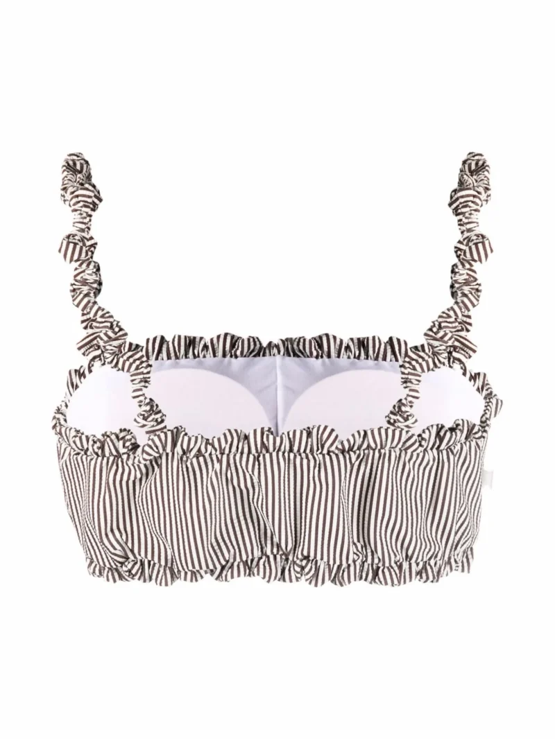 Alternative view of Bustiera GANNI Ruched Striped Bikini alb