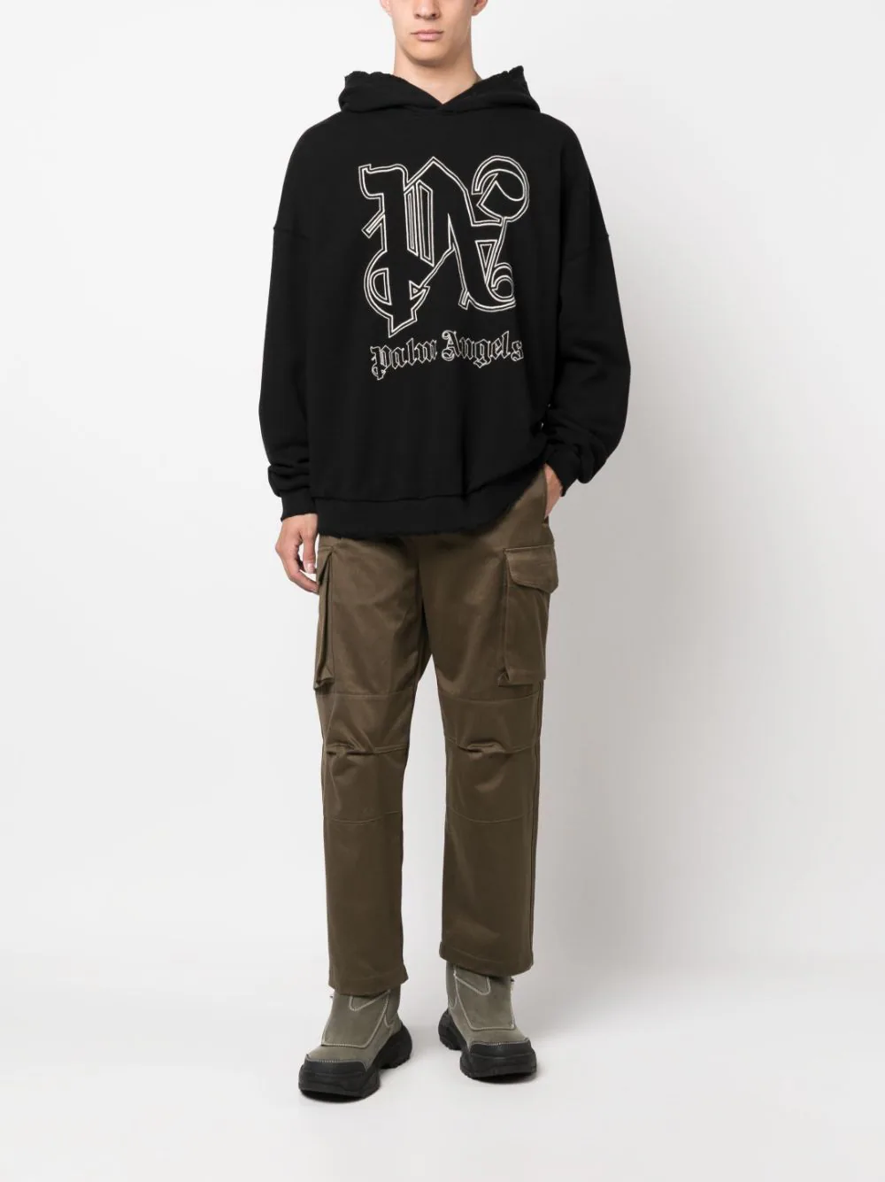 Hanorac Palm Angels Monogram negru - imagine 3