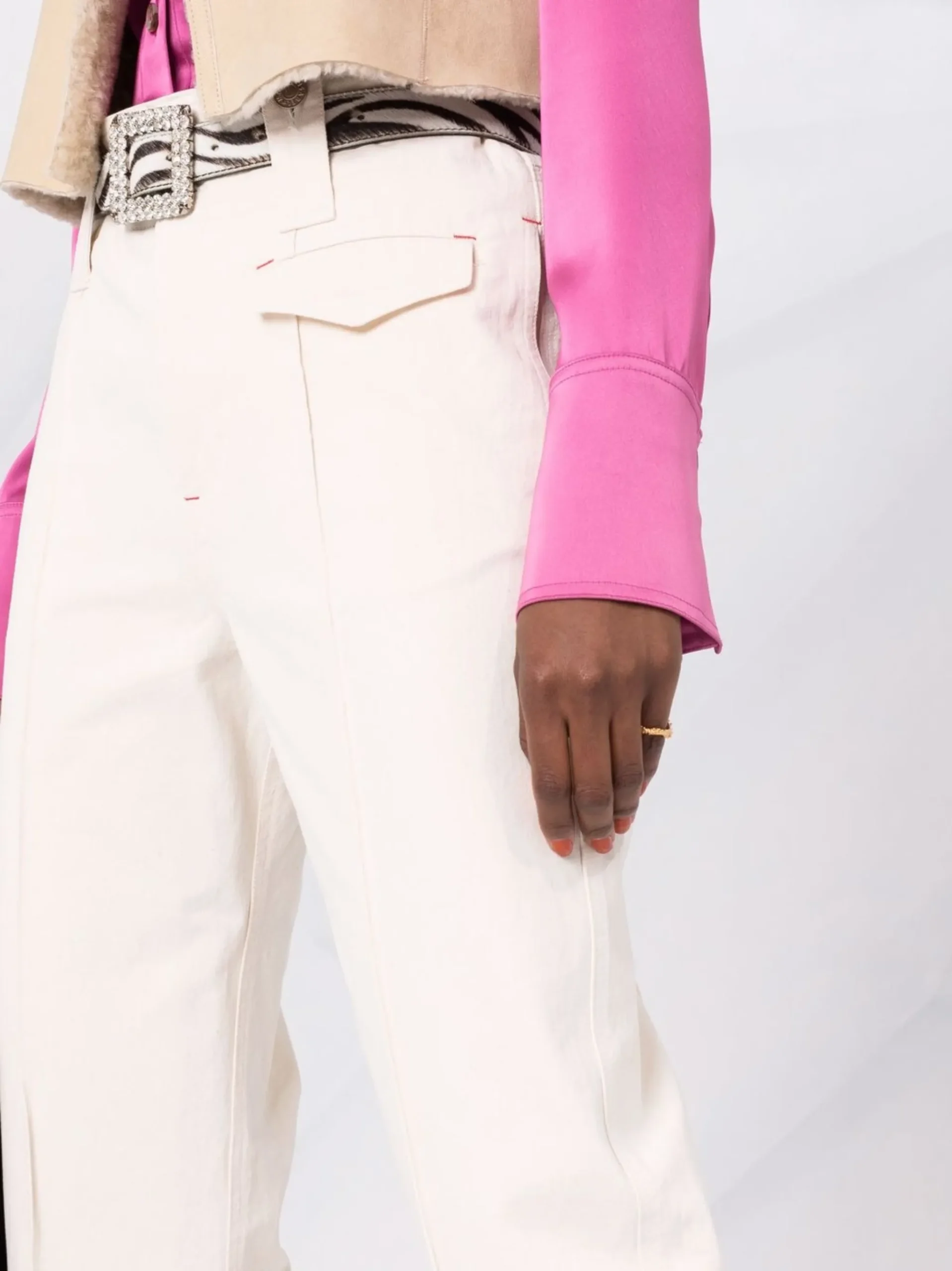 Pantaloni Isabel Marant Straight Leg alb - imagine 5