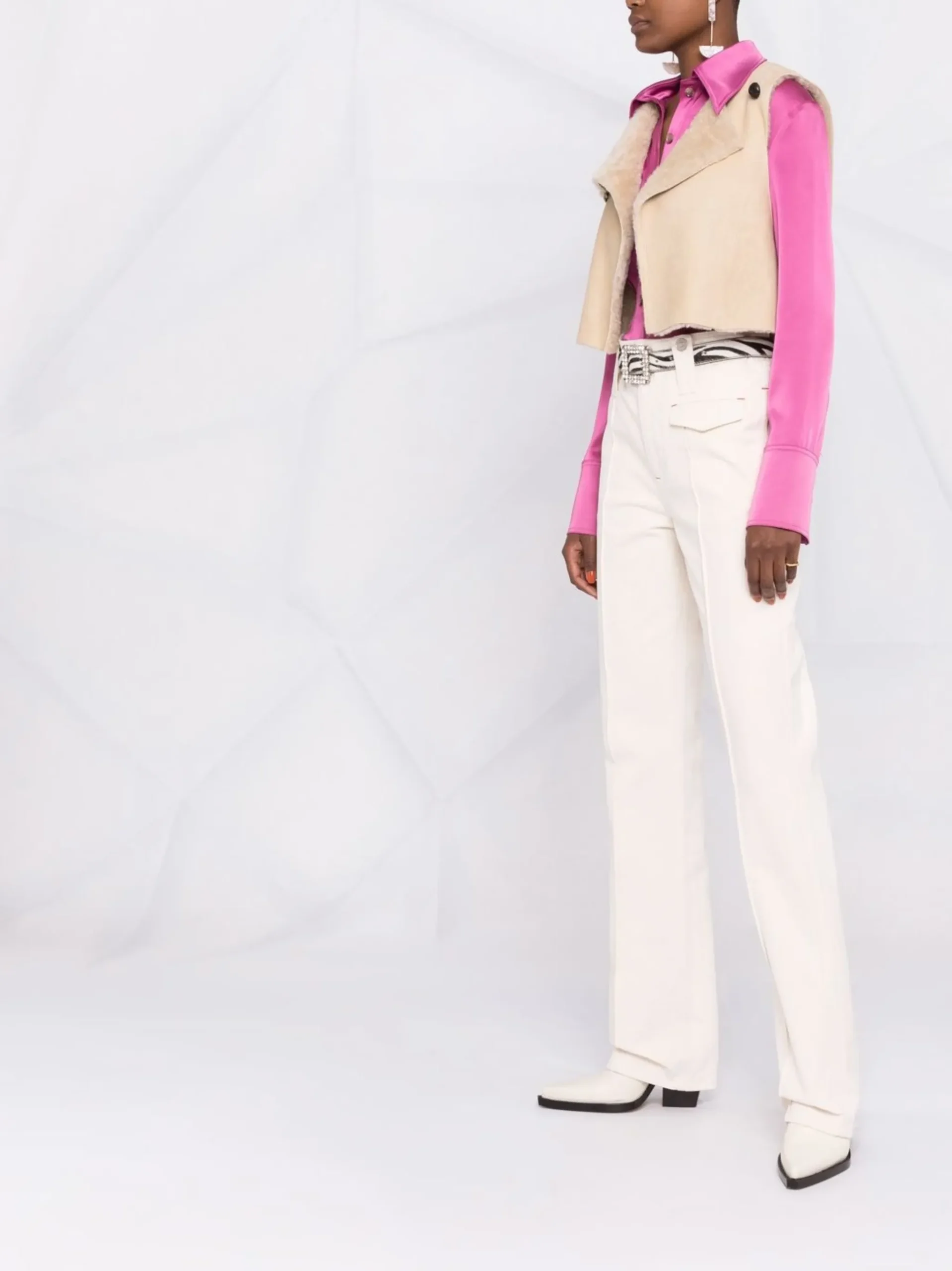 Pantaloni Isabel Marant Straight Leg alb - imagine 3