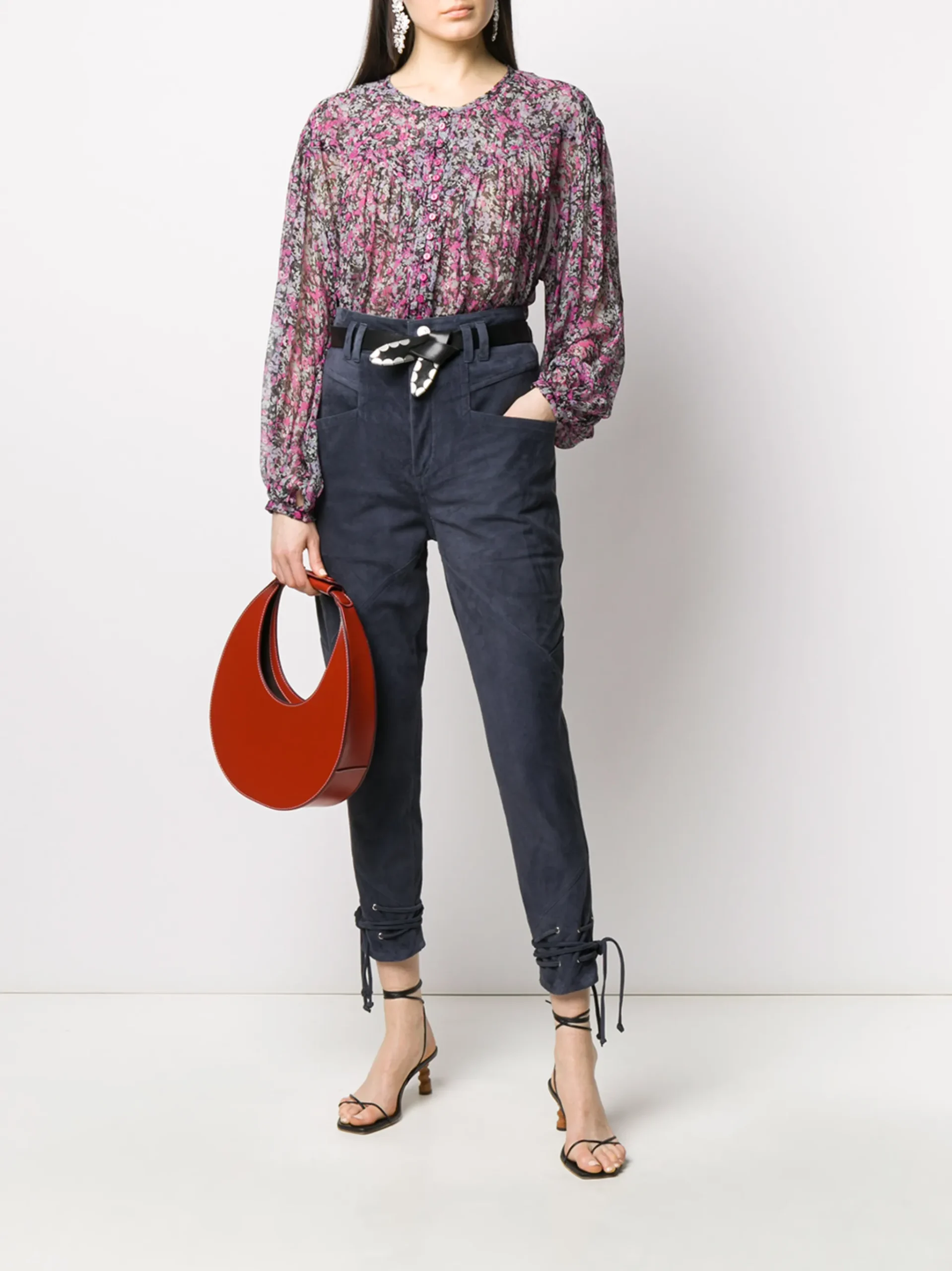 Pantaloni Isabel Marant Ubaia Tapered bleumarin - imagine 4