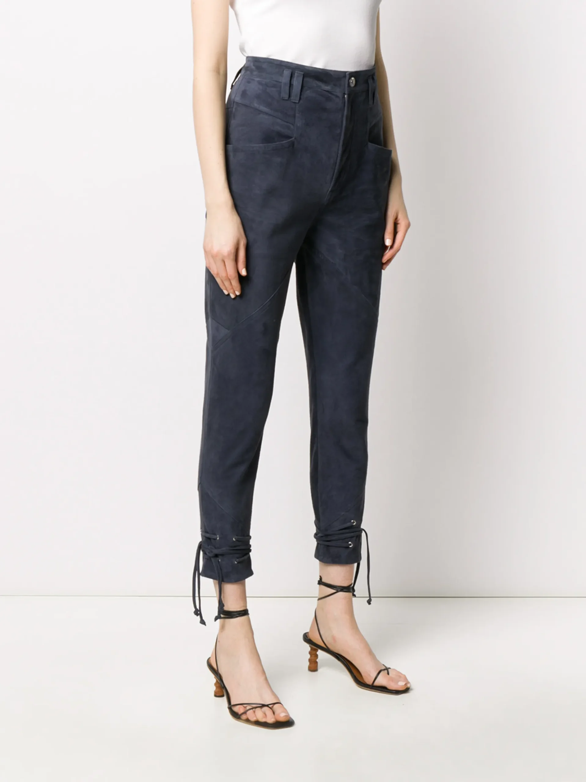 Pantaloni Isabel Marant Ubaia Tapered bleumarin - imagine 3