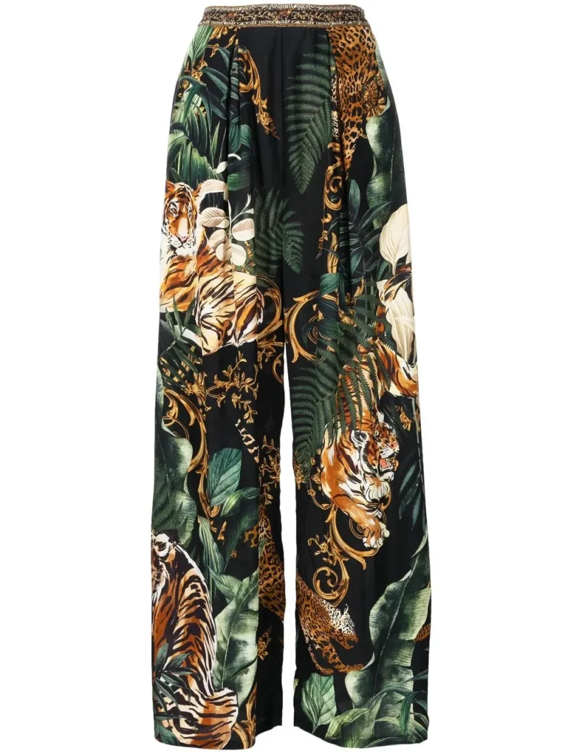 Pantaloni Mix-Print Wide-Leg multicolor
