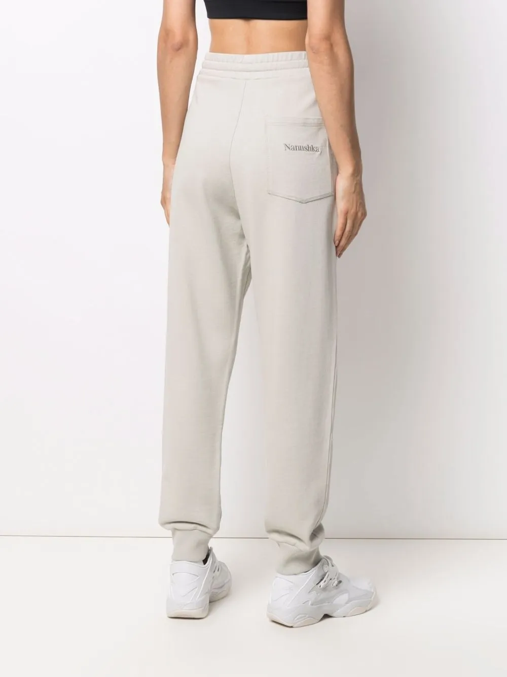 Pantaloni Nanushka logo-embroidered alb - imagine 4