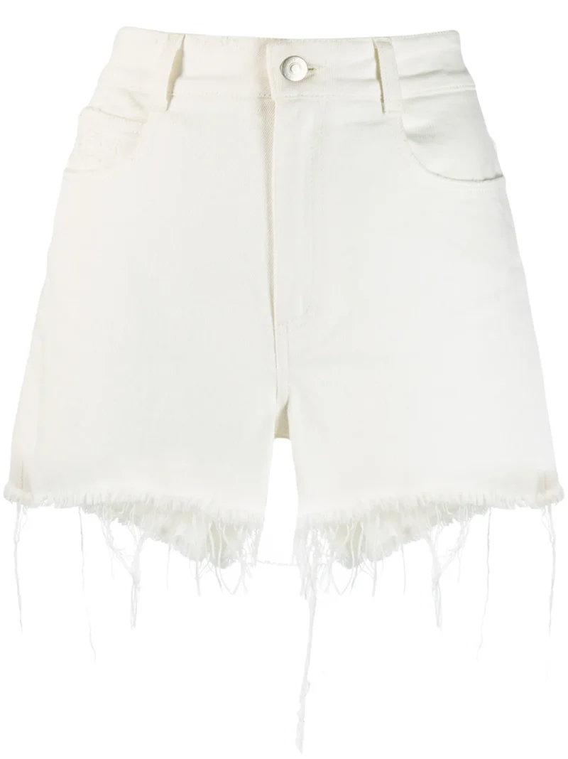 Pantaloni scurti Stella McCartney frayed hem denim alb