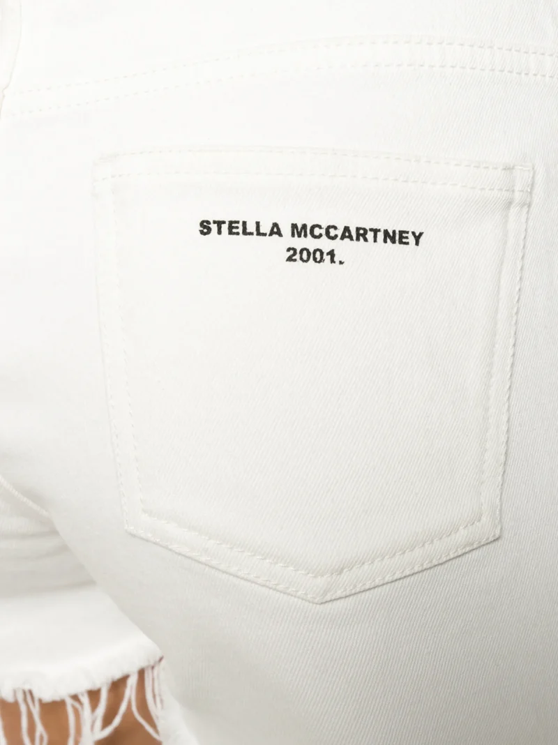 Pantaloni scurti Stella McCartney frayed hem denim alb - imagine 5