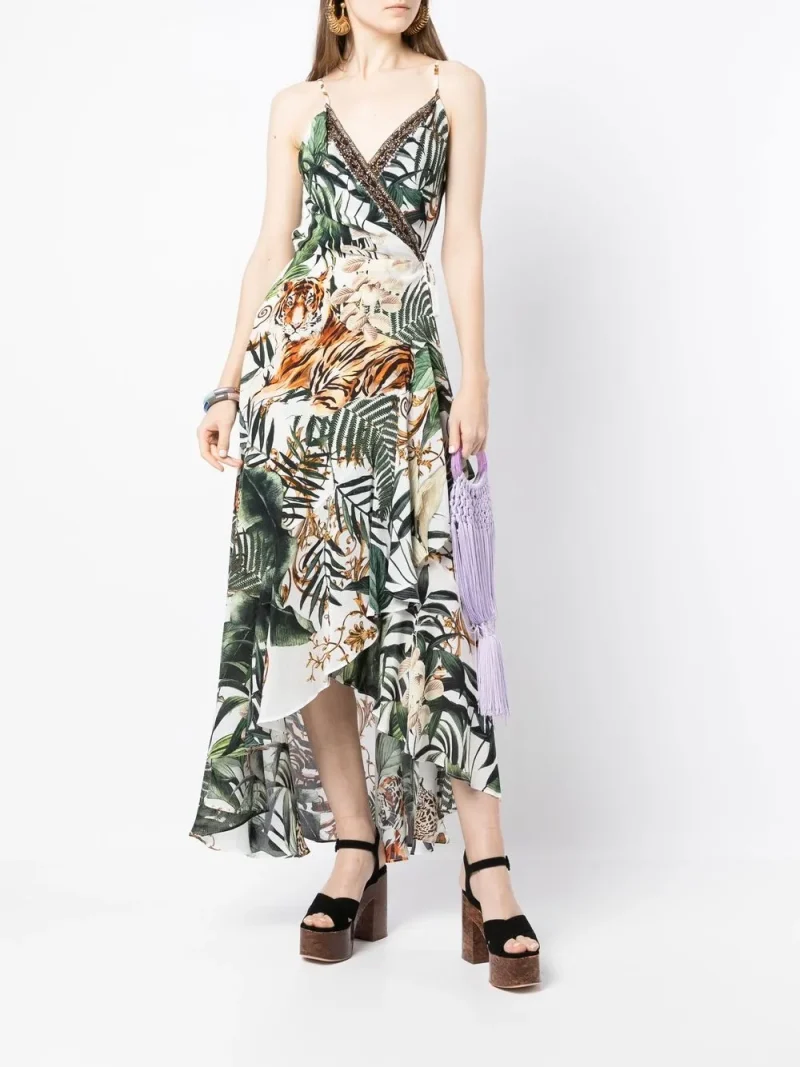 Alternative view of Rochie maxi Camilla Draped Tiger-Paint Wrap multicolor