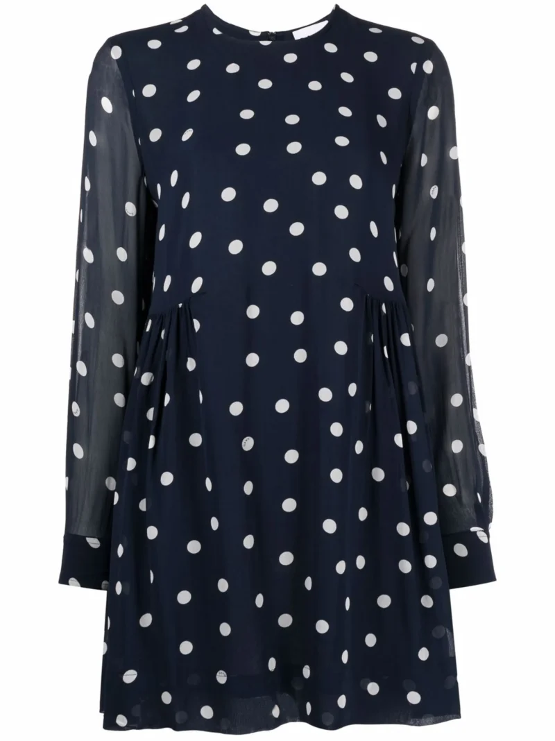 Rochie mini GANNI Polka-Dot bleumarin