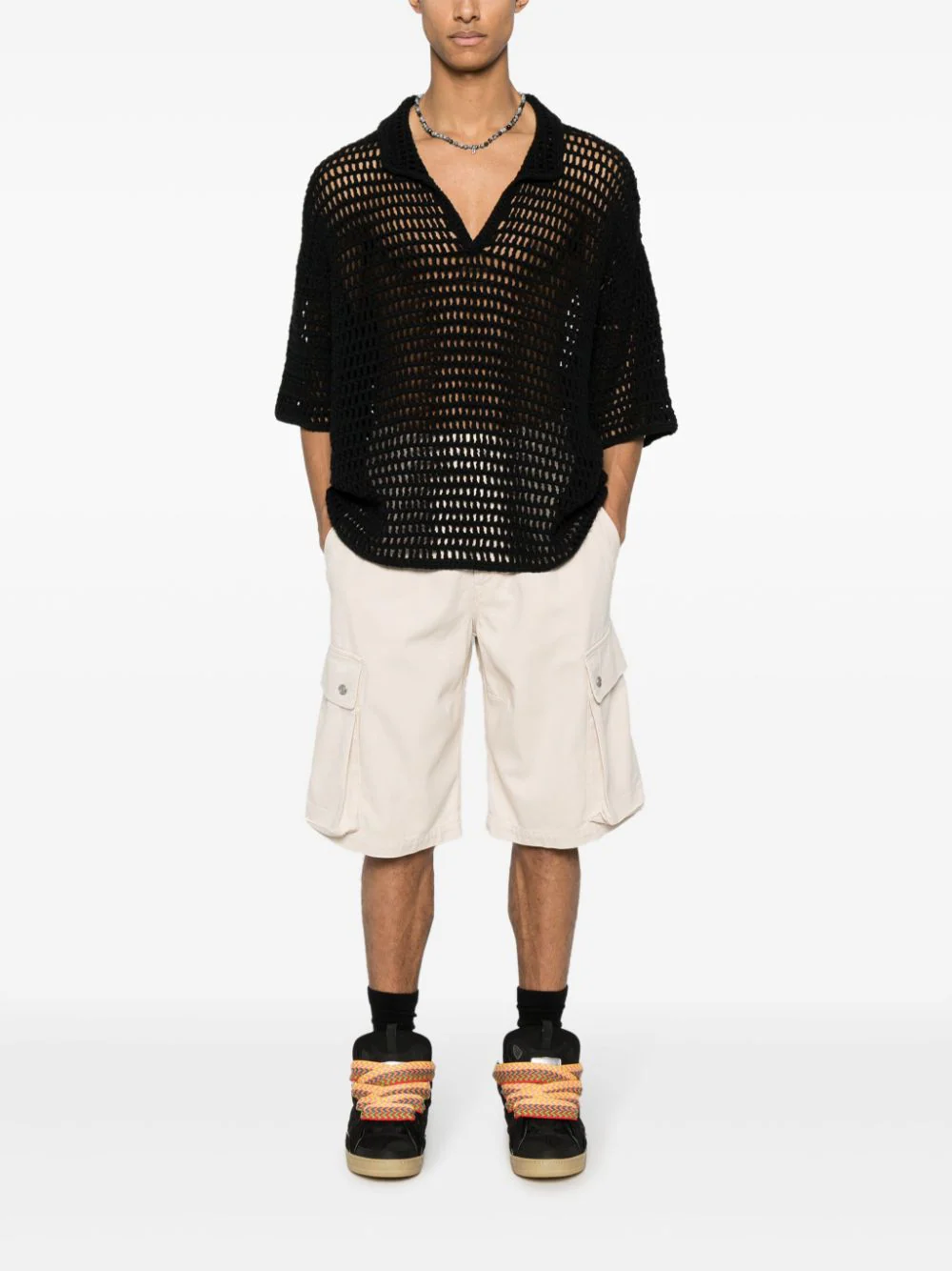 Pantaloni scurti Marant Loose Fit Cargo ecru - imagine 4