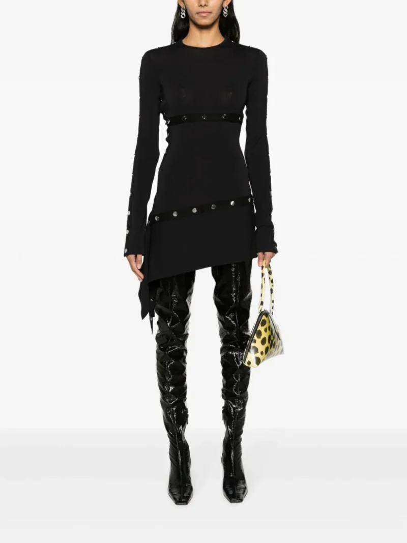 Rochie mini The Attico Studded neagra - imagine 3