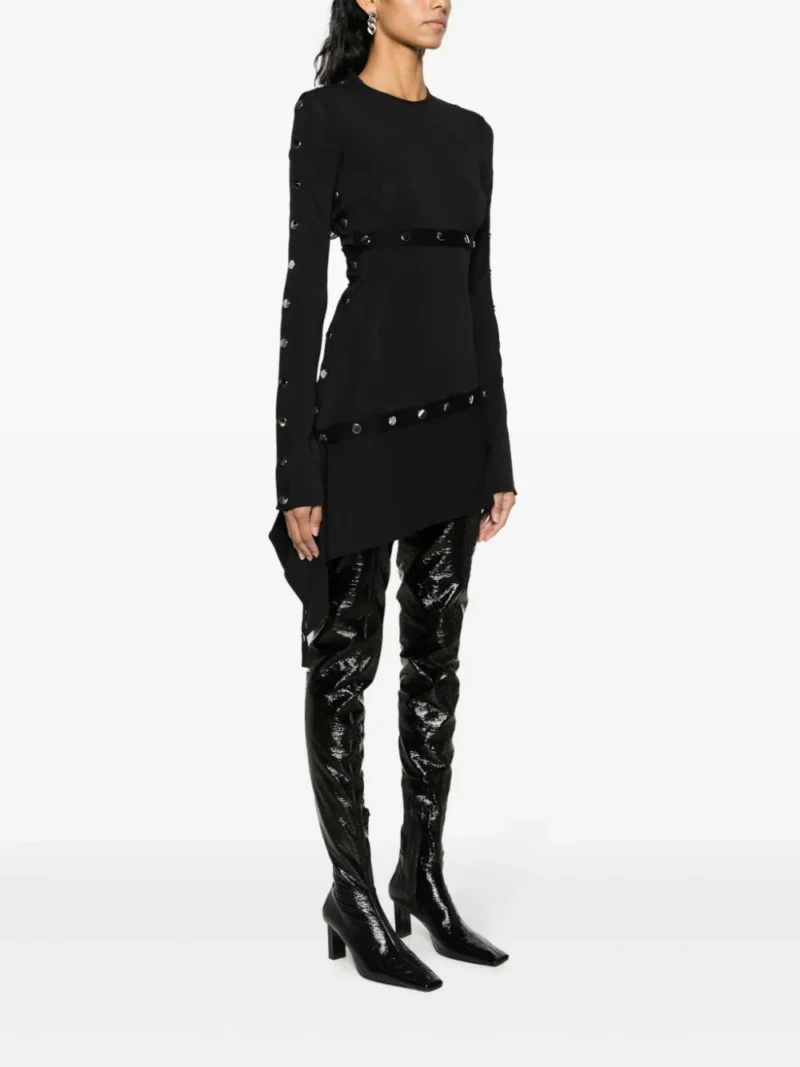 Rochie mini The Attico Studded neagra - imagine 4