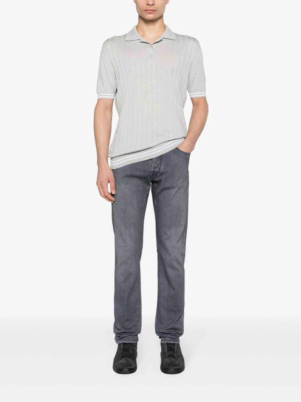 Pantaloni denim Jacob Cohen Bard Slim-fit gri - imagine 4