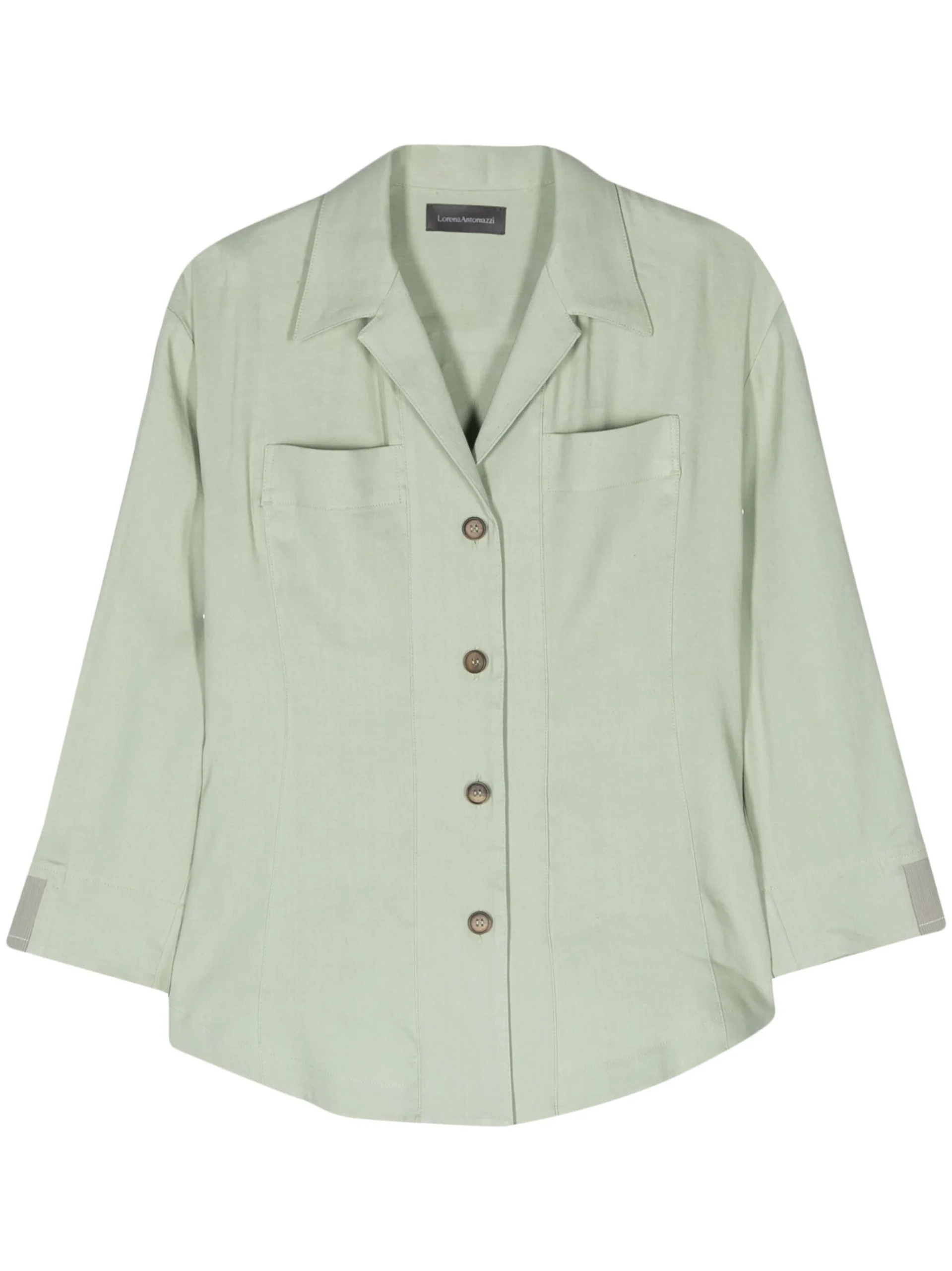 Camasa Lorena Antoniazzi Camp-Collar Linen-Blend verde