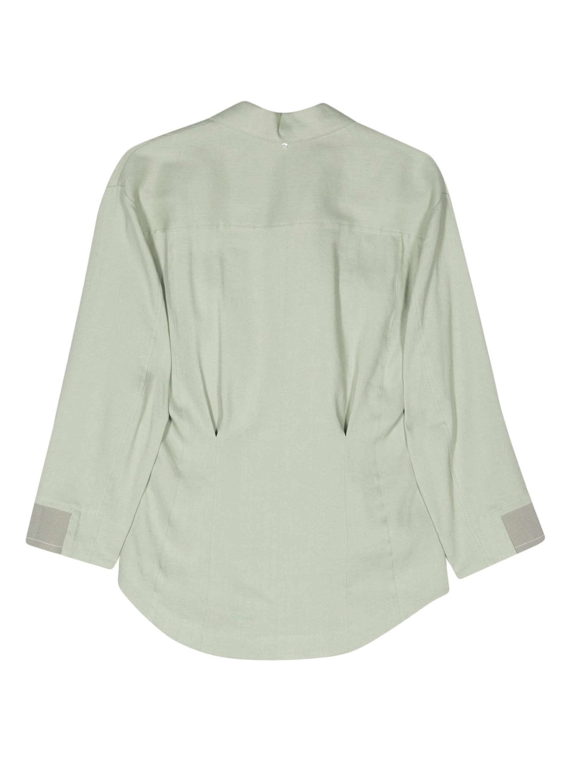 Camasa Lorena Antoniazzi Camp-Collar Linen-Blend verde - imagine 2